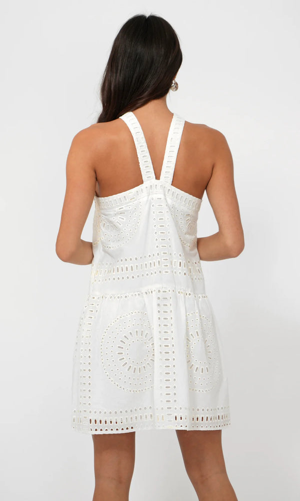 Louvie Eyelet Halter Mini Dress