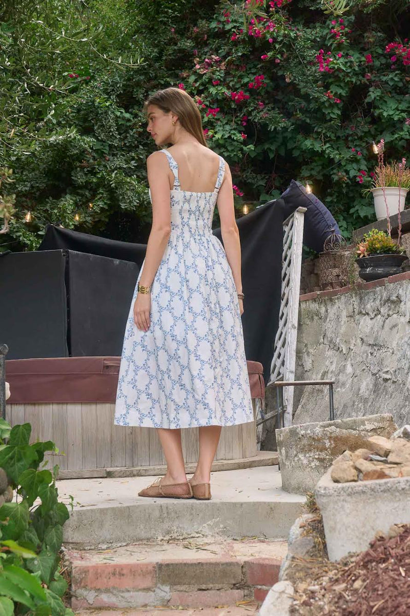 Blue Floral Corset Midi