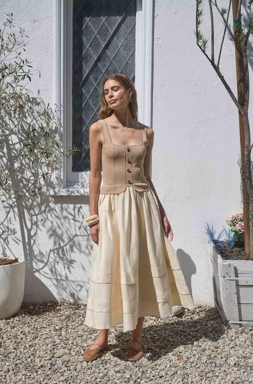 boxy midi dress Khaki Square Midi m