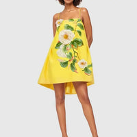 Embroidered Backless Suspender Dress