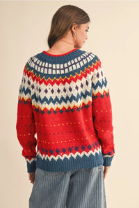 Red Nordic Knit Sweater