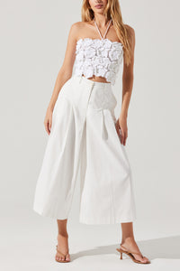 Rowen Pleated Culotte Pants White