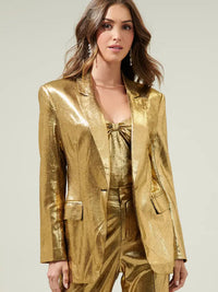 Gold Pintuck Fitted Blazer
