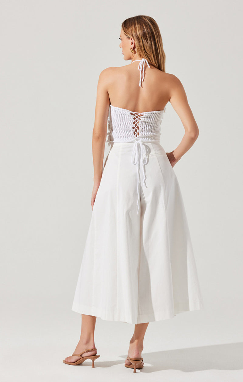 Rowen Pleated Culotte Pants White