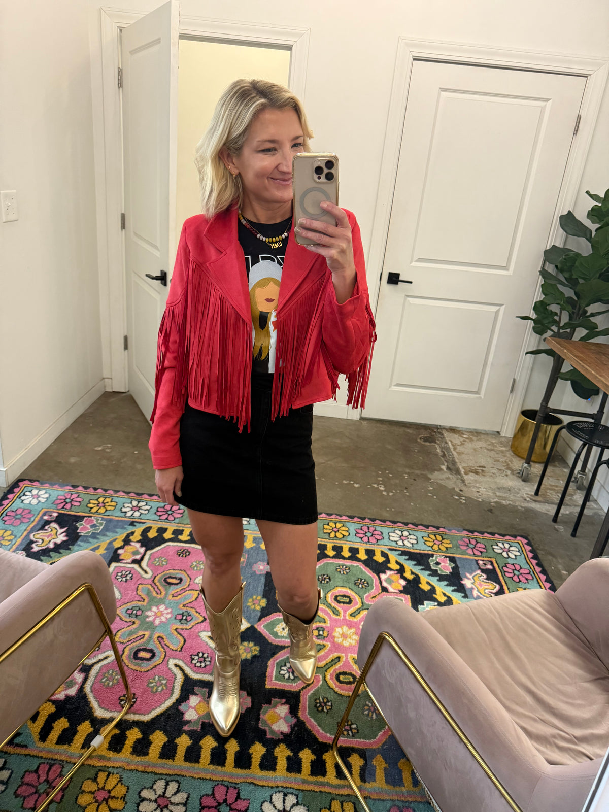 Red Suede Moto Jacket