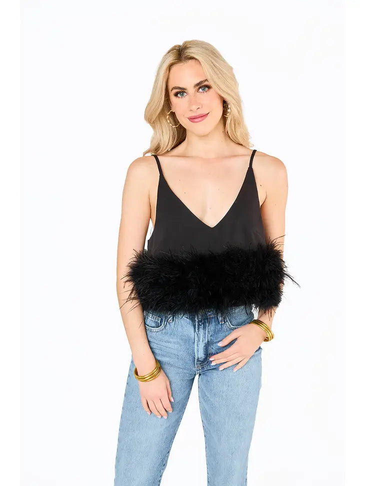 Reno Black Feather Top
