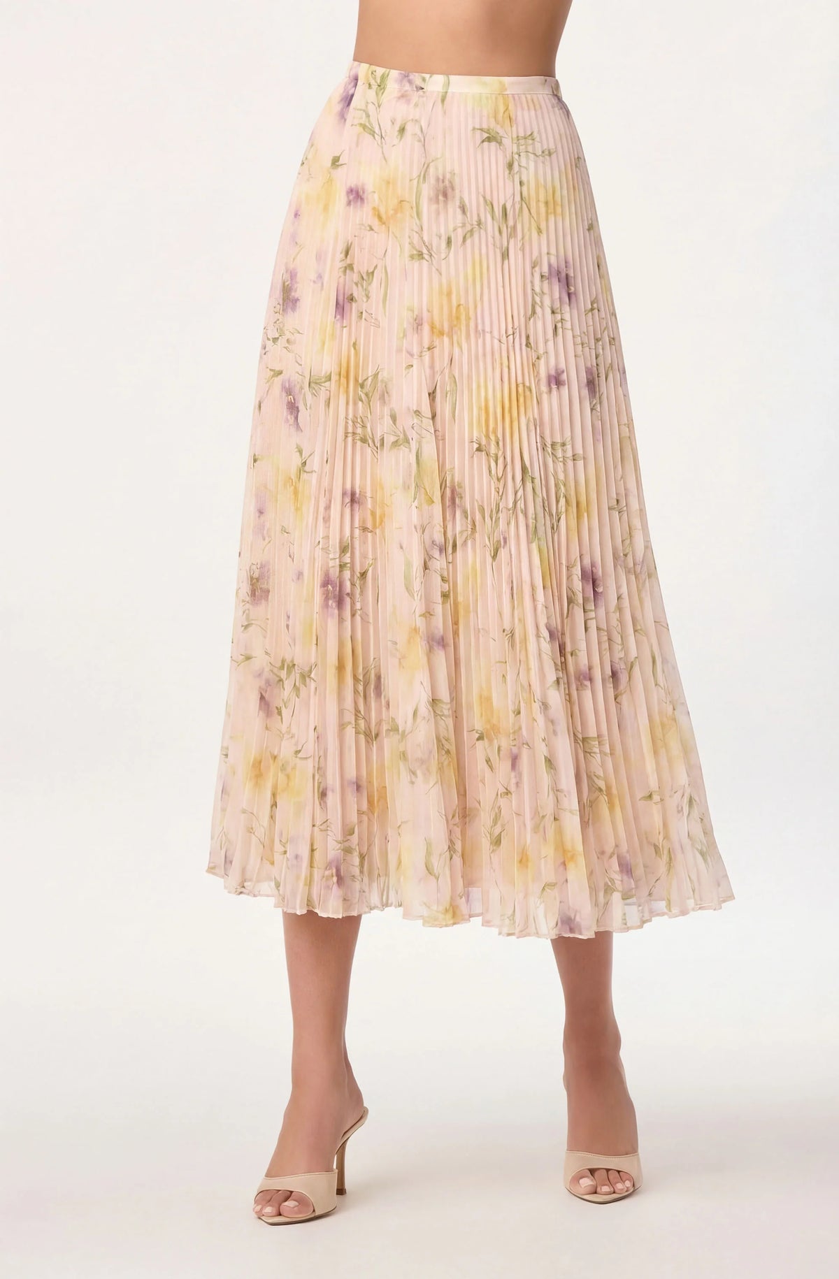 Fiori Foral Pleated Maxi Skirt