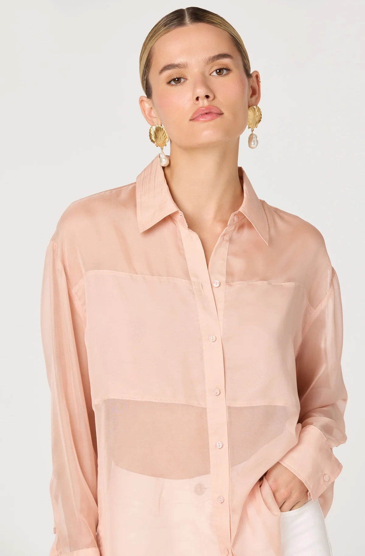 Evie Sheer Button Up Shirt