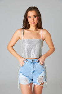 Silver Girly Girl Top