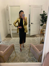 Gold Pintuck Fitted Blazer