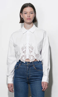 Finley Embroidered Hem Button Up Shirt