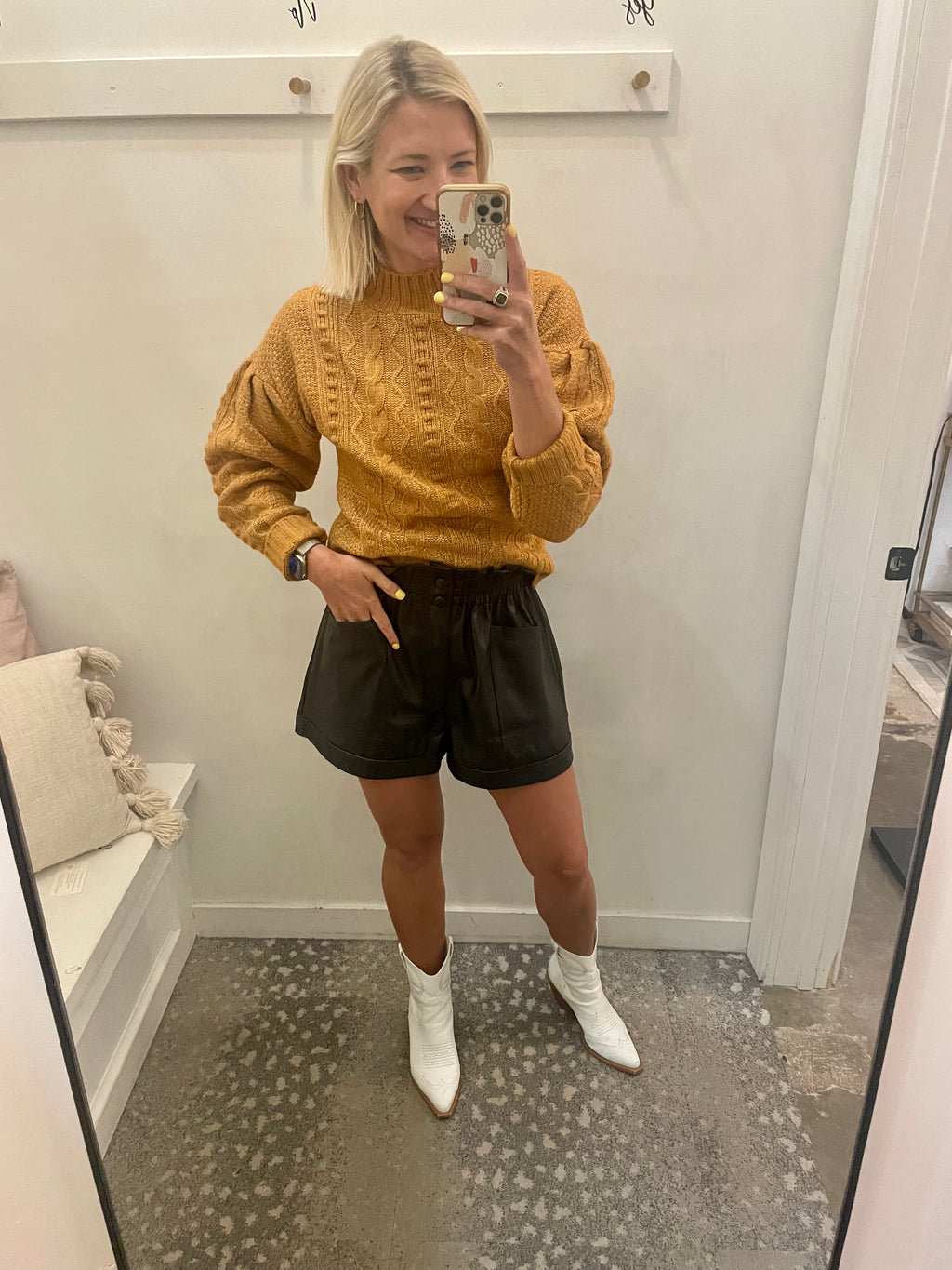 Mustard Cable Knit Sweater