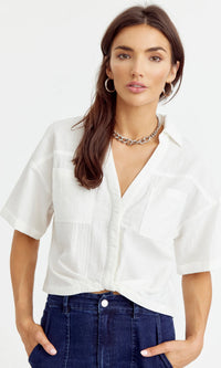 Maria Tucked Cropped Shirt