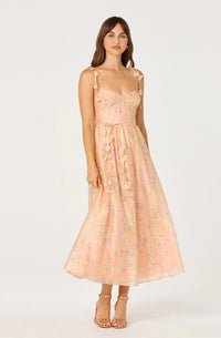 Peach Blossom Plunge Midi Dress