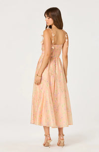 Peach Blossom Plunge Midi Dress