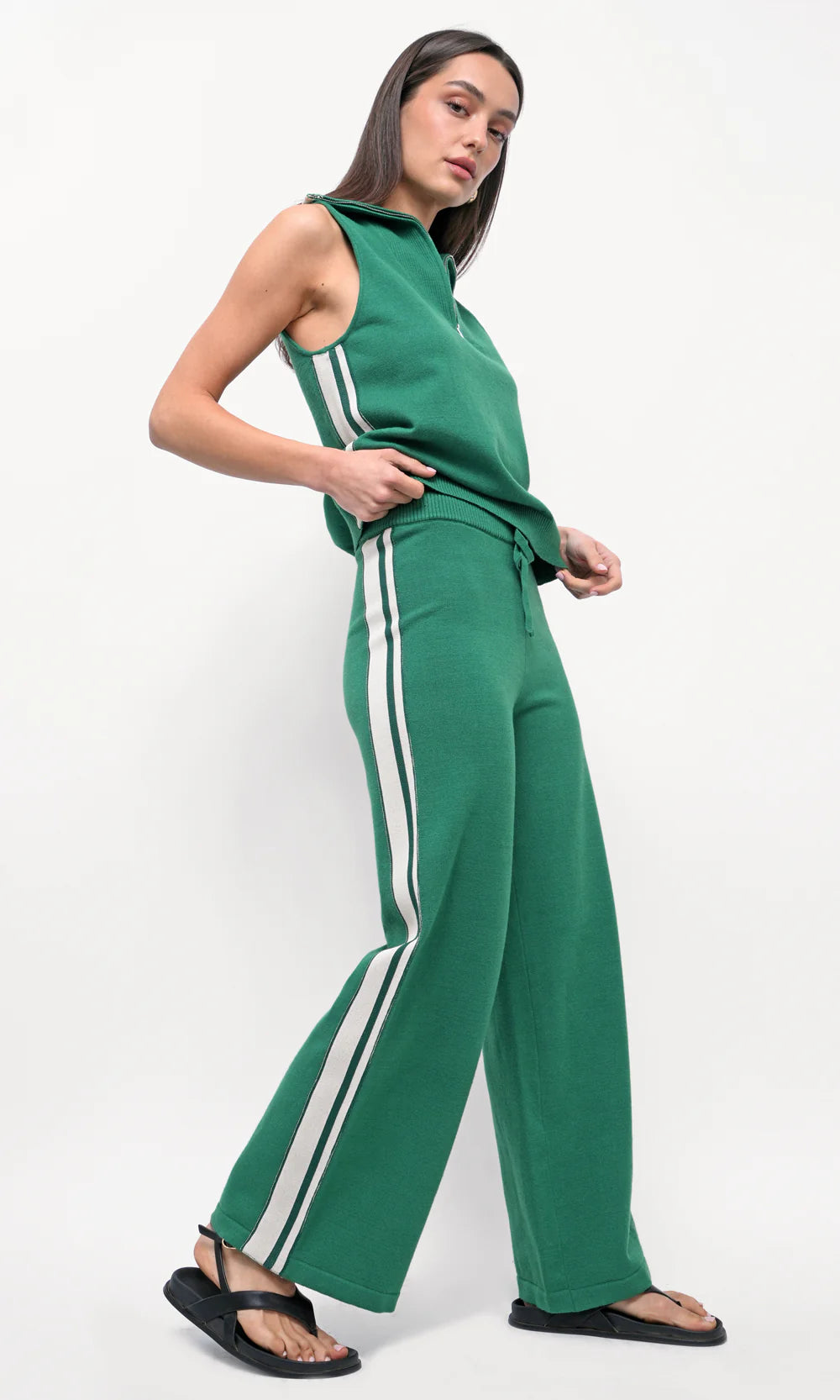 Julien Wide Leg Athletic Stripe Knit Pants