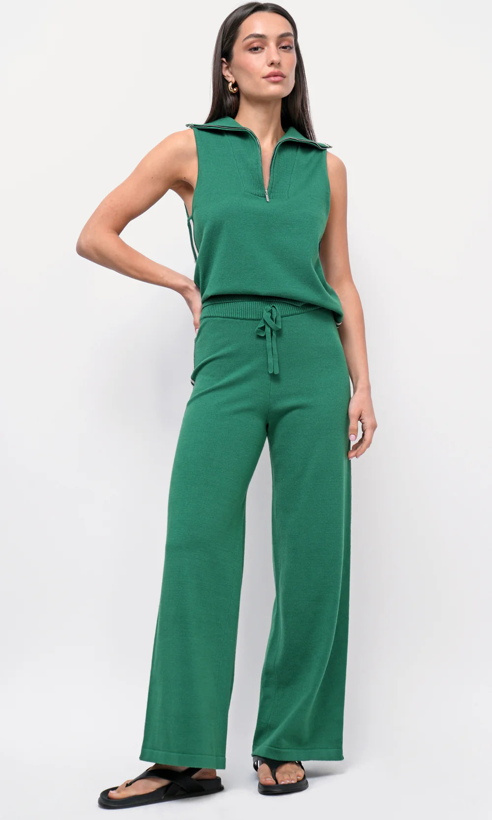 Julien Wide Leg Athletic Stripe Knit Pants