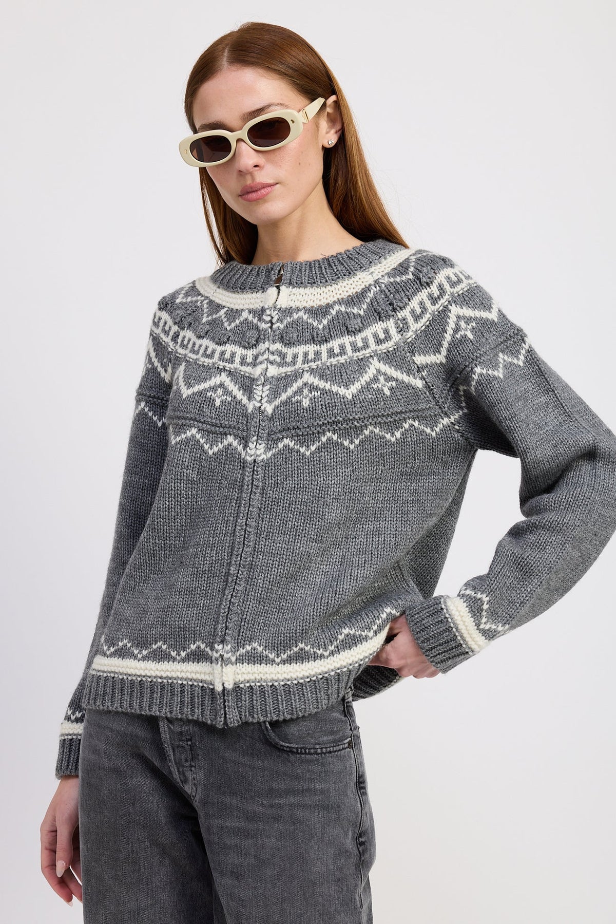 Gray and Ivory Sweater