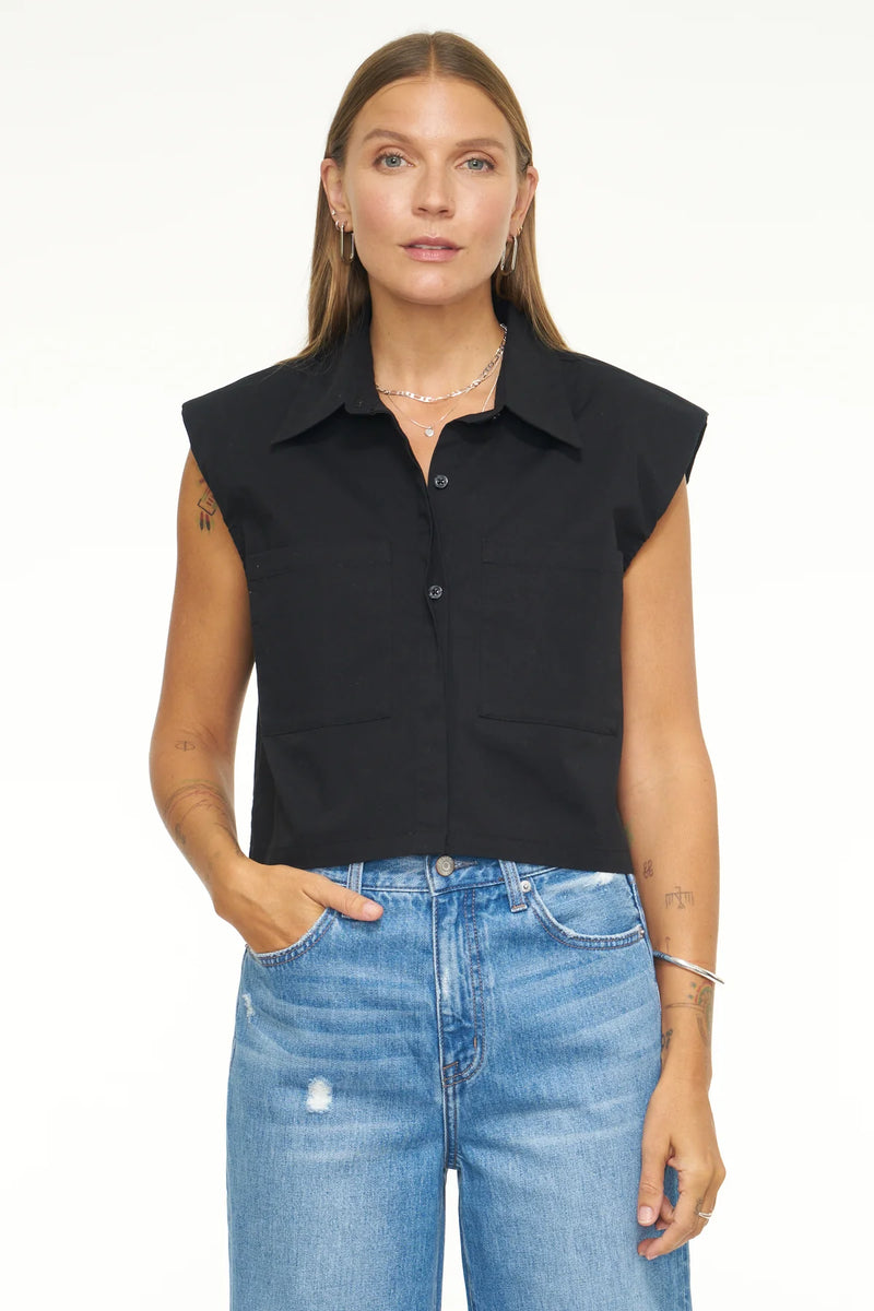 Liam Sleeveless Button Up