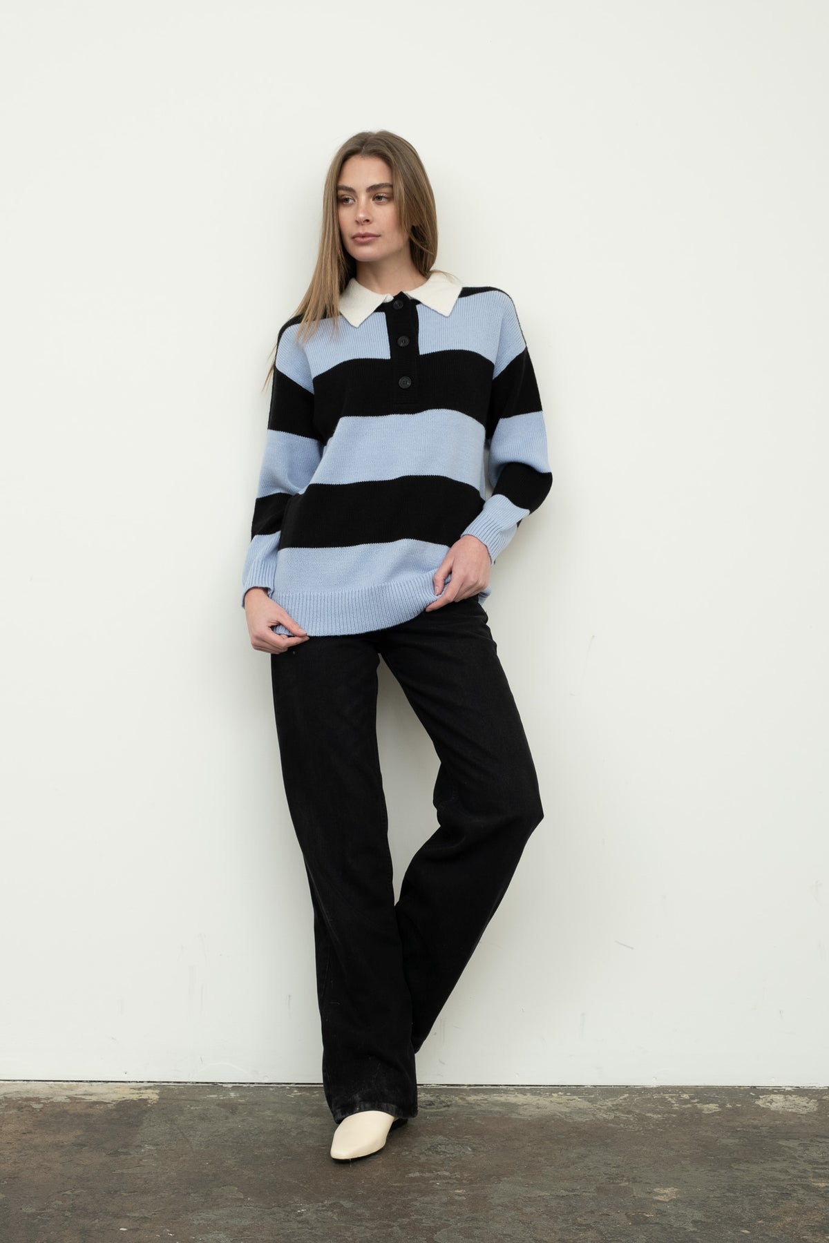 Stripe Collared Pullover Polo