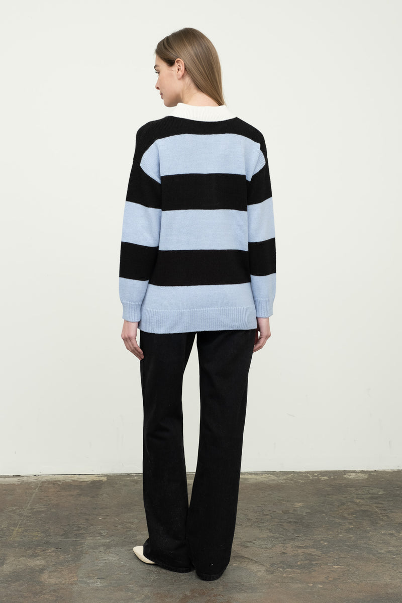 Stripe Collared Pullover Polo
