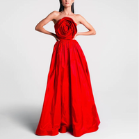 Floral Stitch High-Waist Tube Top Dress