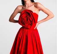 Floral Stitch High-Waist Tube Top Dress