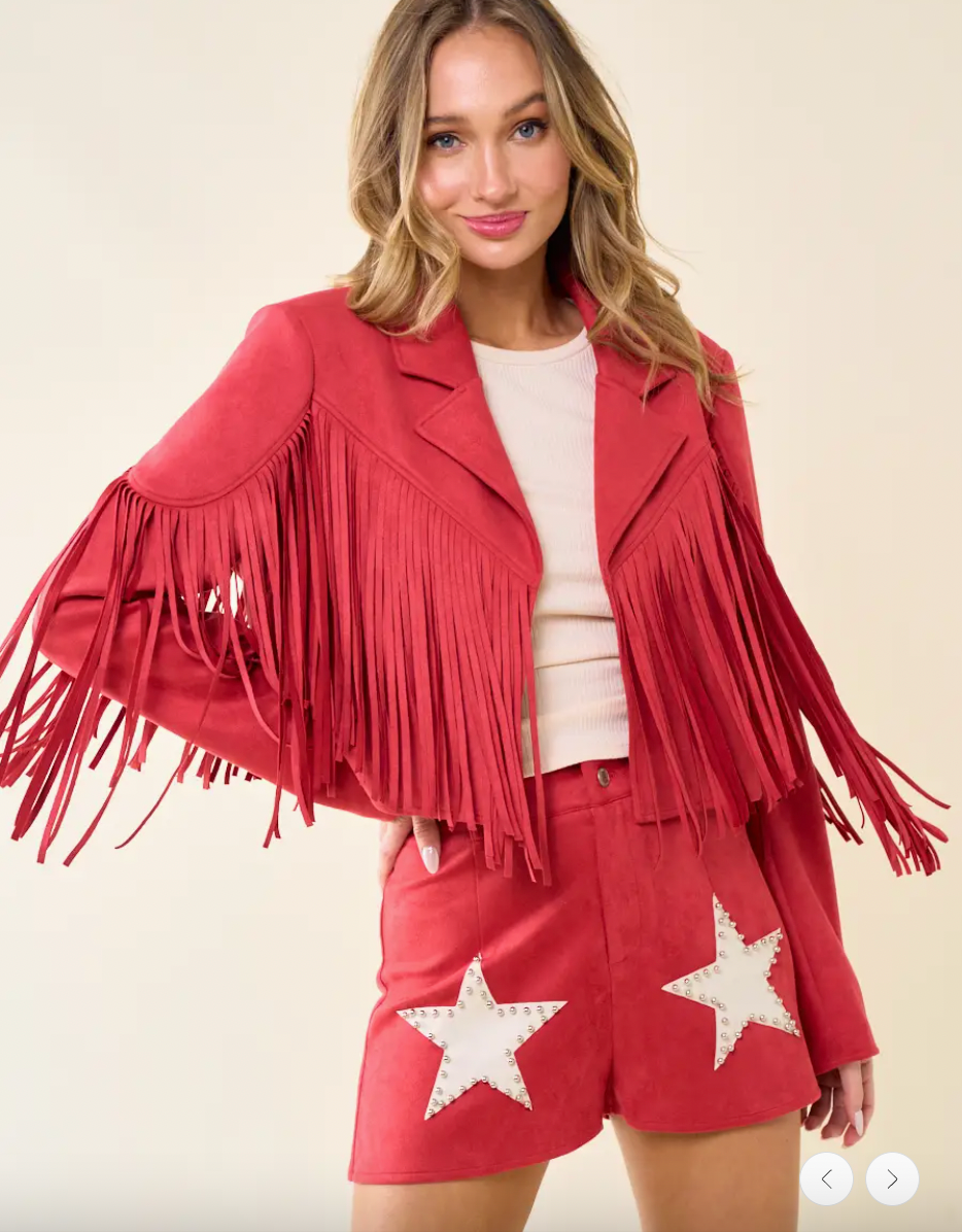 Red Suede Moto Jacket