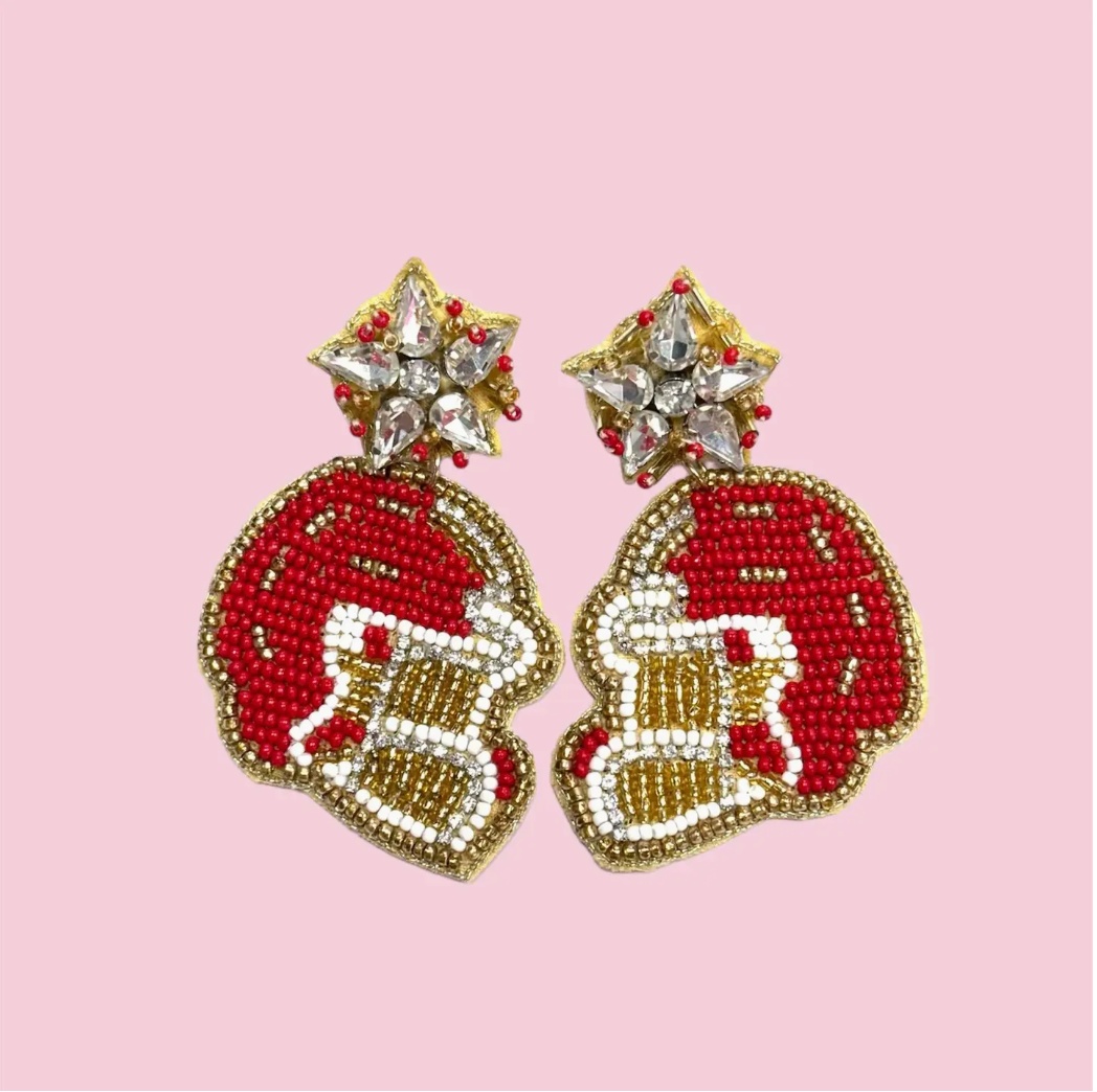 Red and Gold Helmet Earrings
