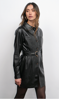 Augustine Vegan Leather Belted Dress