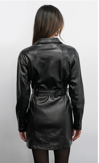 Augustine Vegan Leather Belted Dress