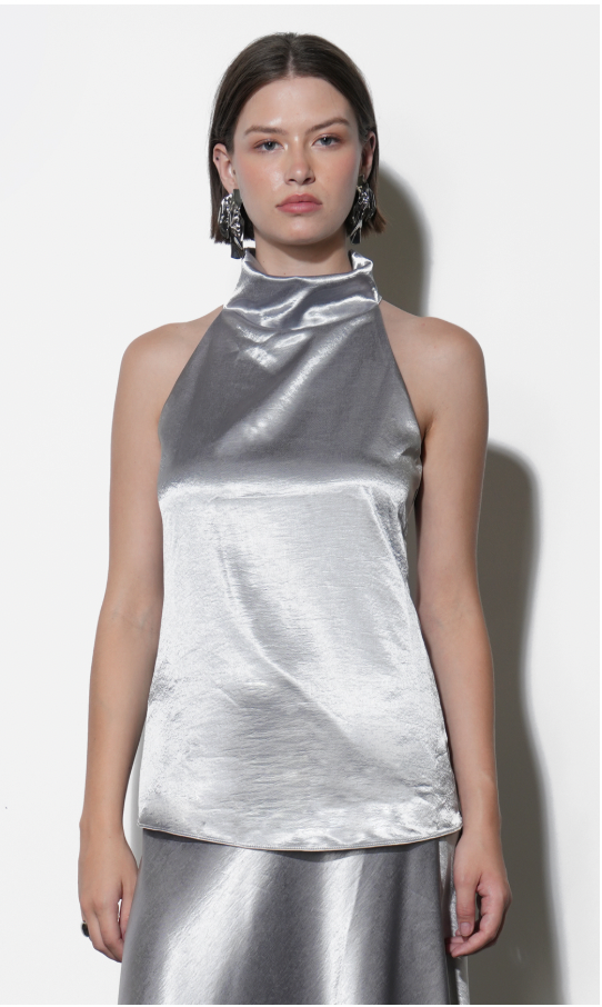 Addison Cowl Funnel Neck Halter Top