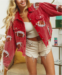 NFL Area Game Day Football Sequin Patch Corduroy Jacket