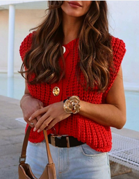 Red Chunky Knit Vest
