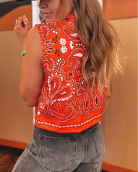 Casual Paisley Ethnic Style Crewneck Bow Tie Vest