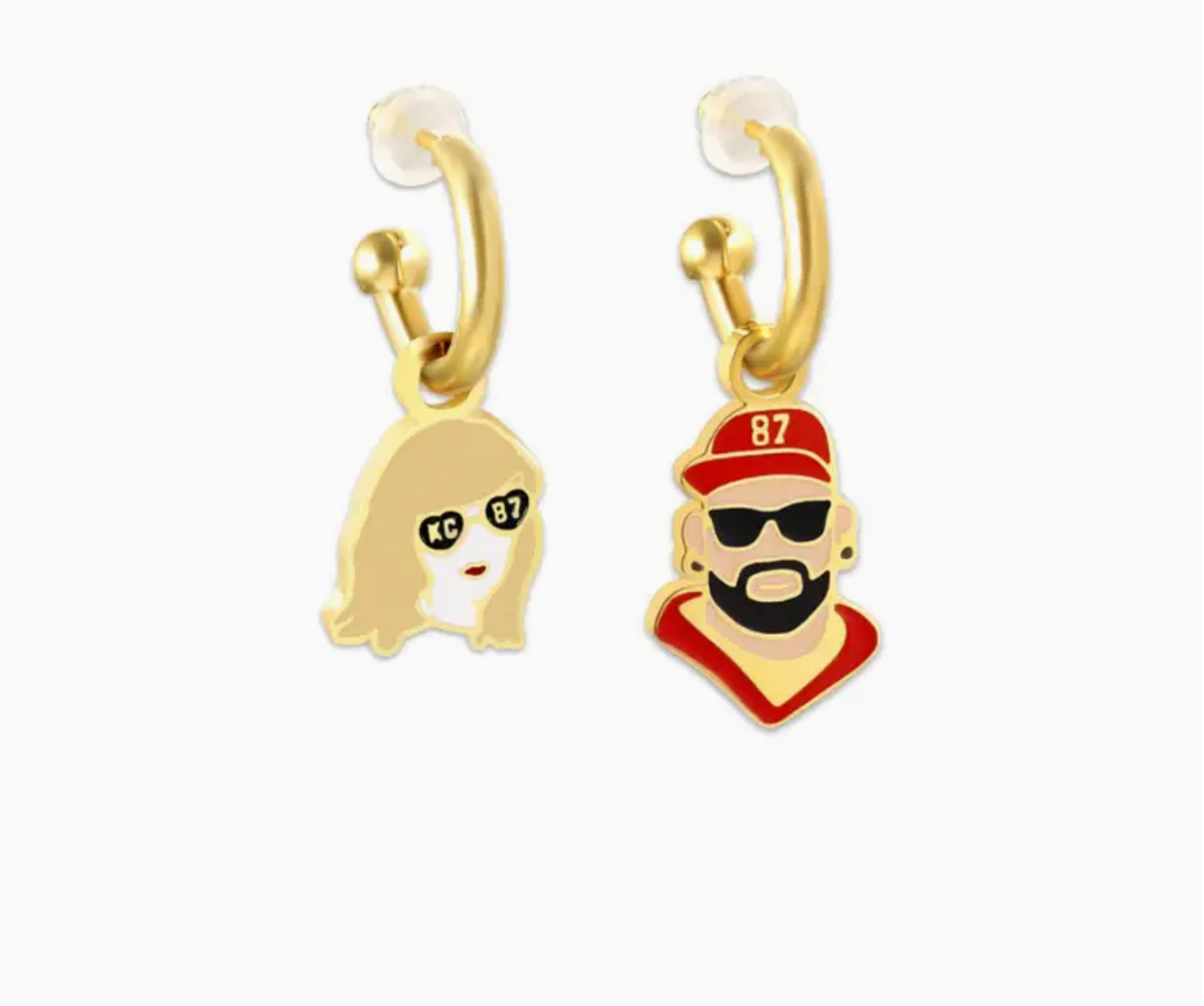 Kansas City Chiefs #87 & Taylor Swift Huggie Hoops Earrings