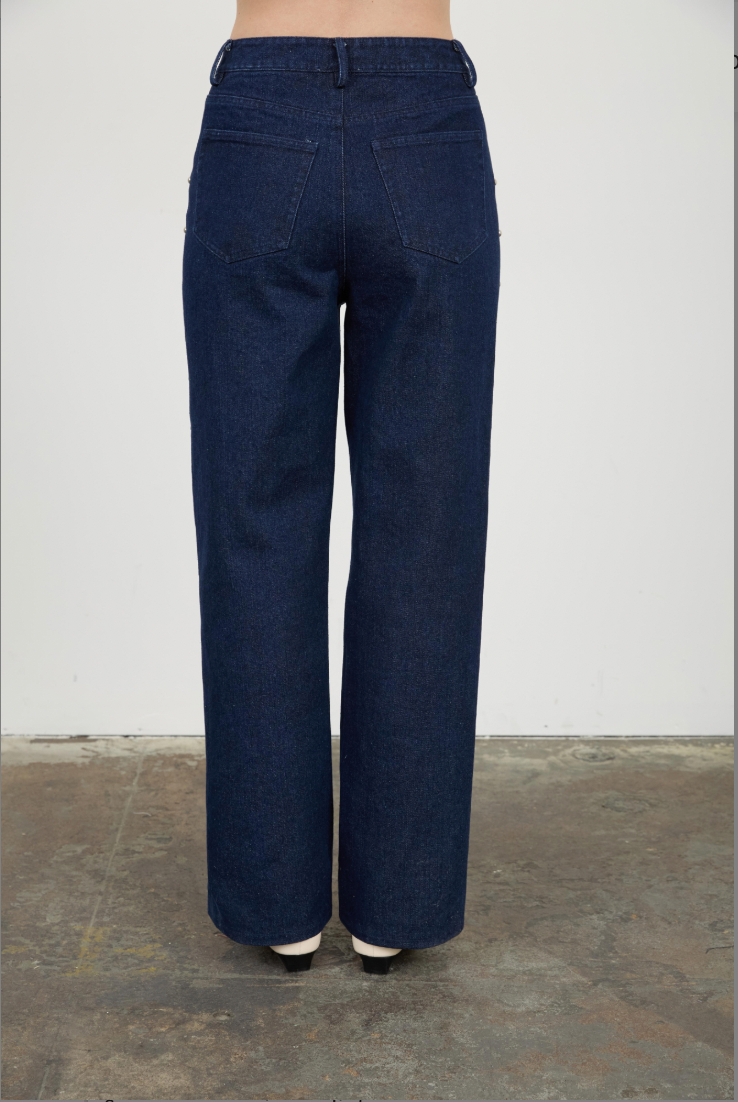 Stud Detail Denim Pants