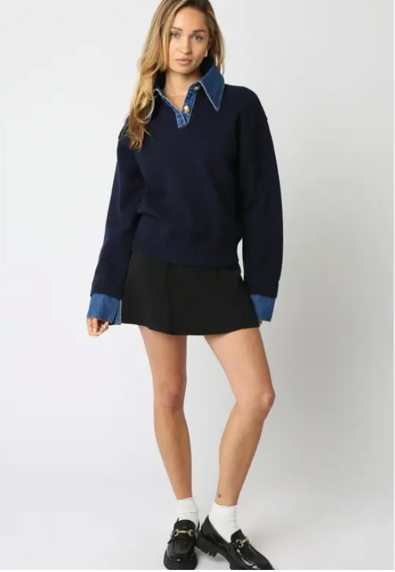 Triana Denim Knit Top