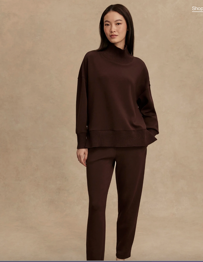 Barker High Neck Sweat in Coffee Bean