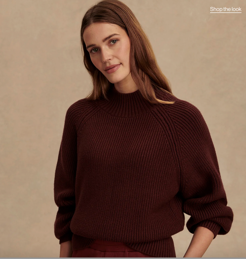 Martina High Neck Rib Knit in Decadent Chocolate