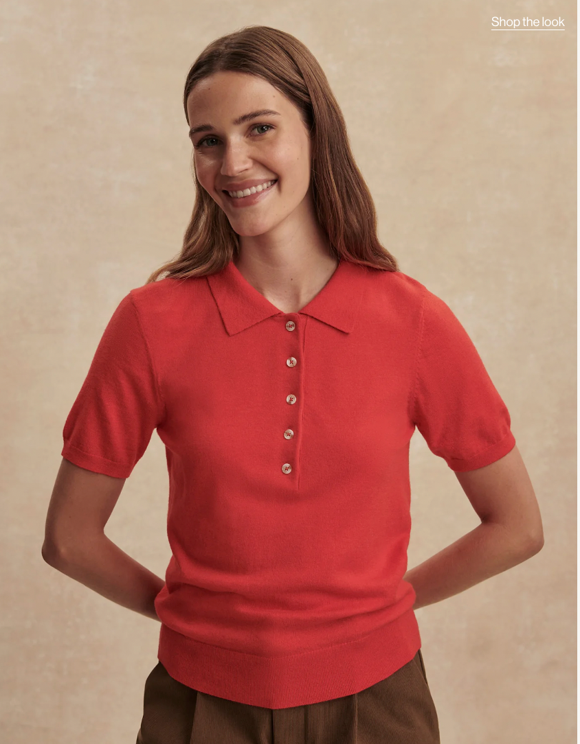Toni Polo Knit Tee in Poinsettia