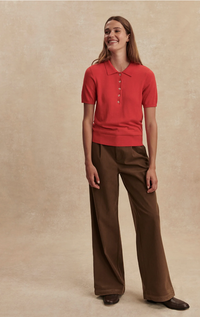 Toni Polo Knit Tee in Poinsettia