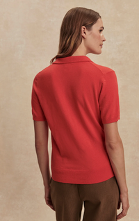 Toni Polo Knit Tee in Poinsettia