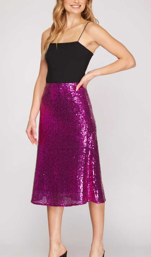 Magenta Sequin Midi