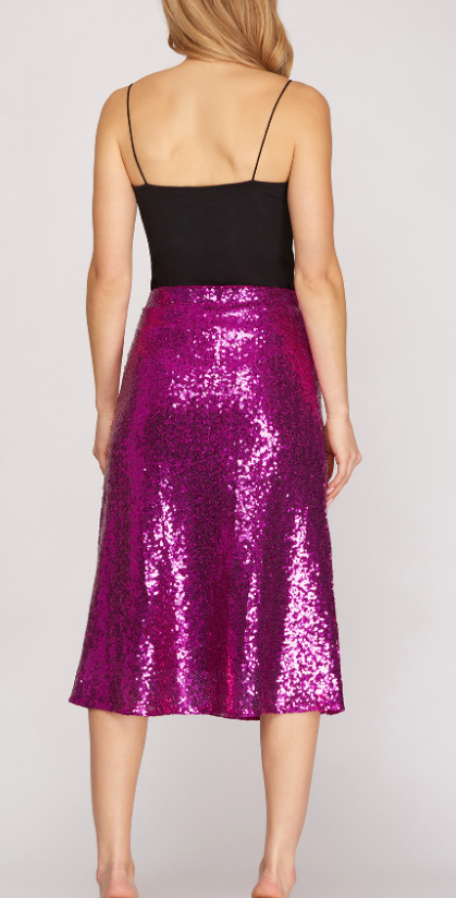 Magenta Sequin Midi