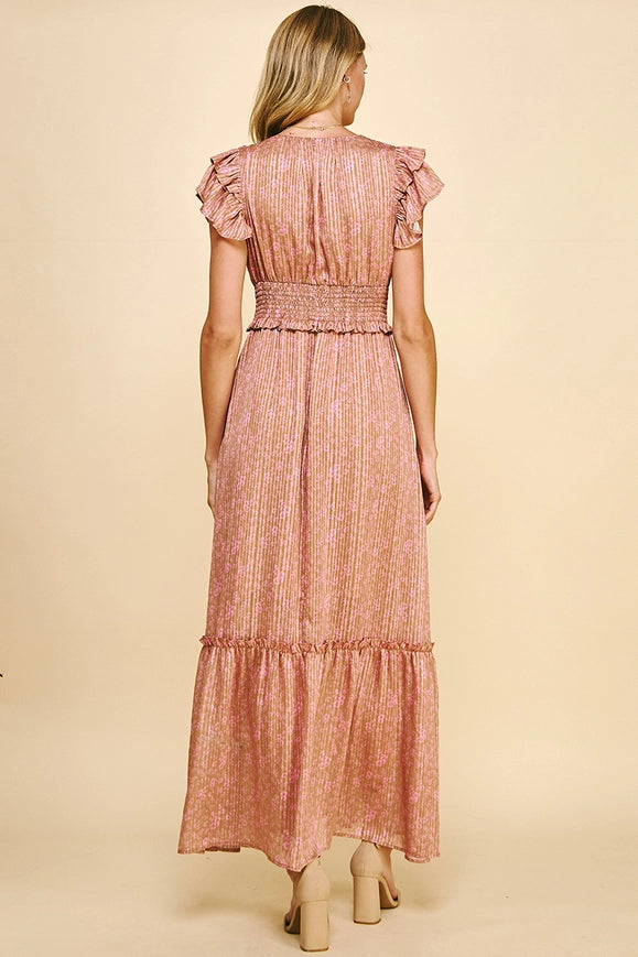 Camel Satin Maxi Dress