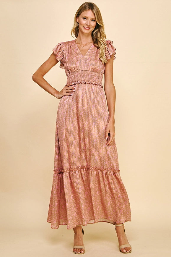 Camel Satin Maxi Dress