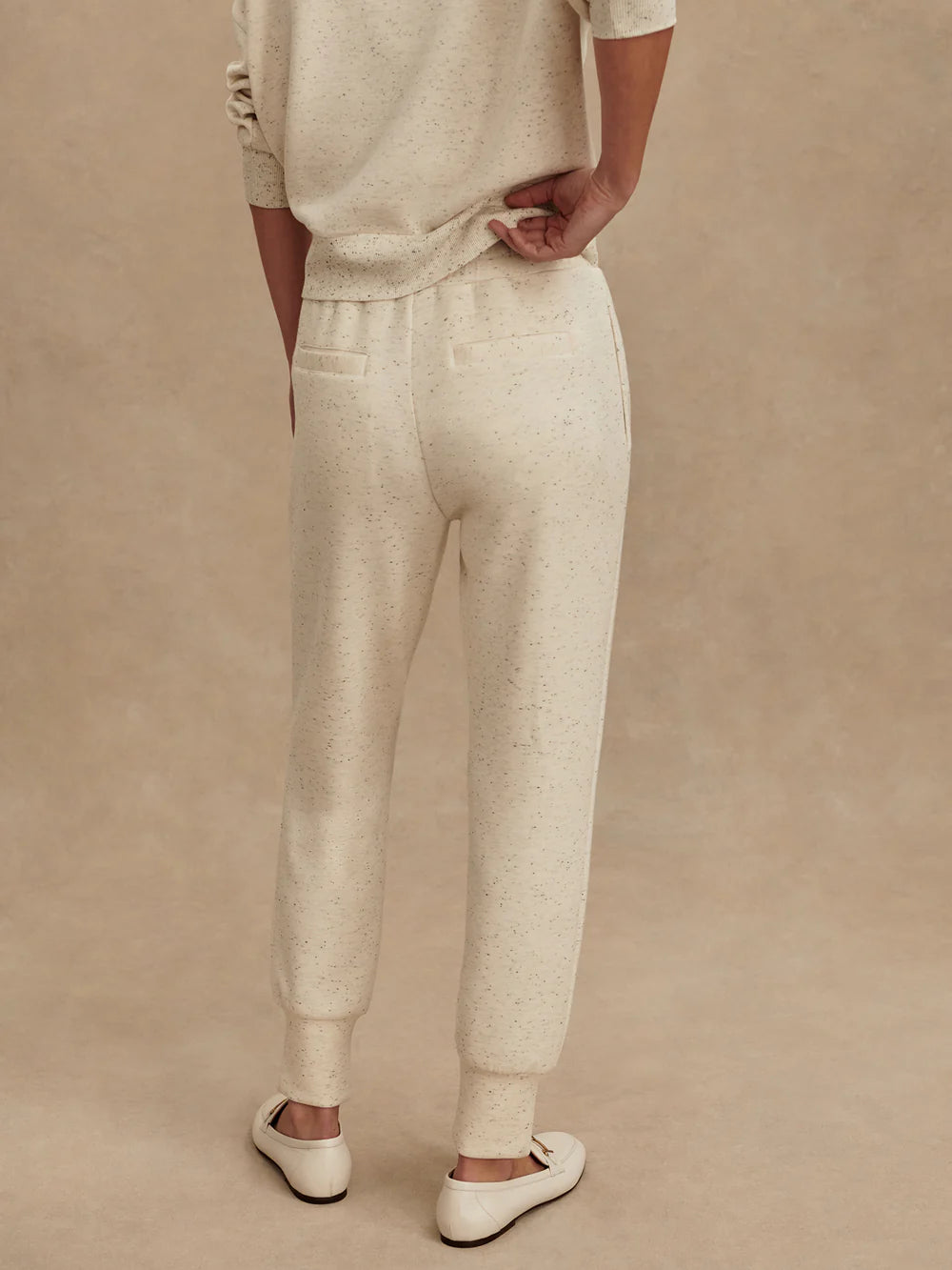 Slim Cuff Pant Ivory Marl Fleck