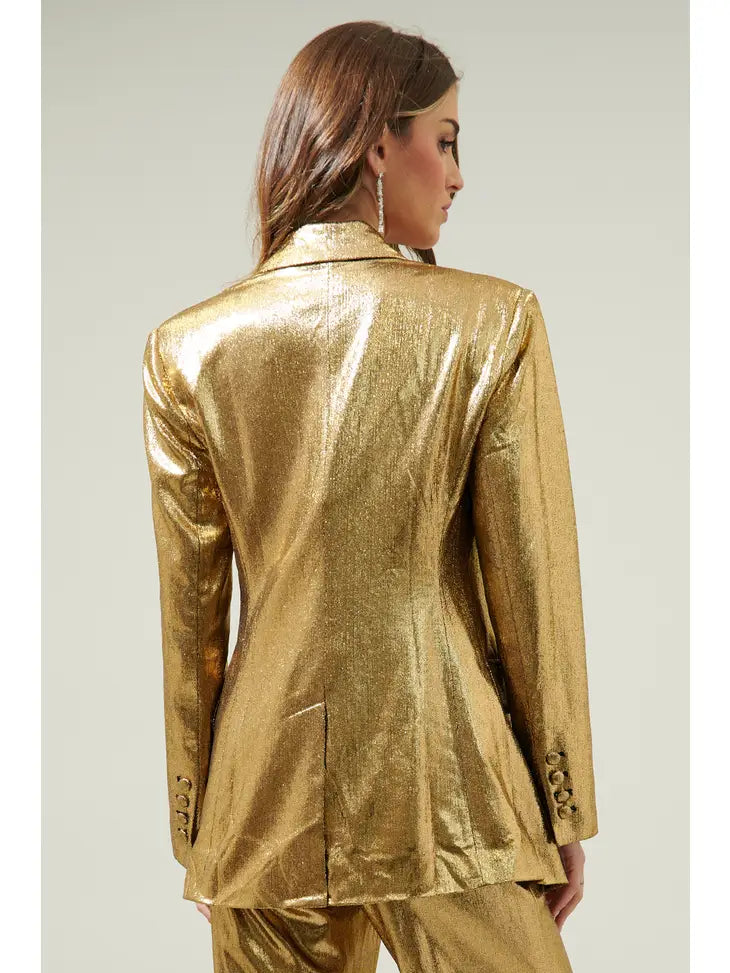Gold Pintuck Fitted Blazer