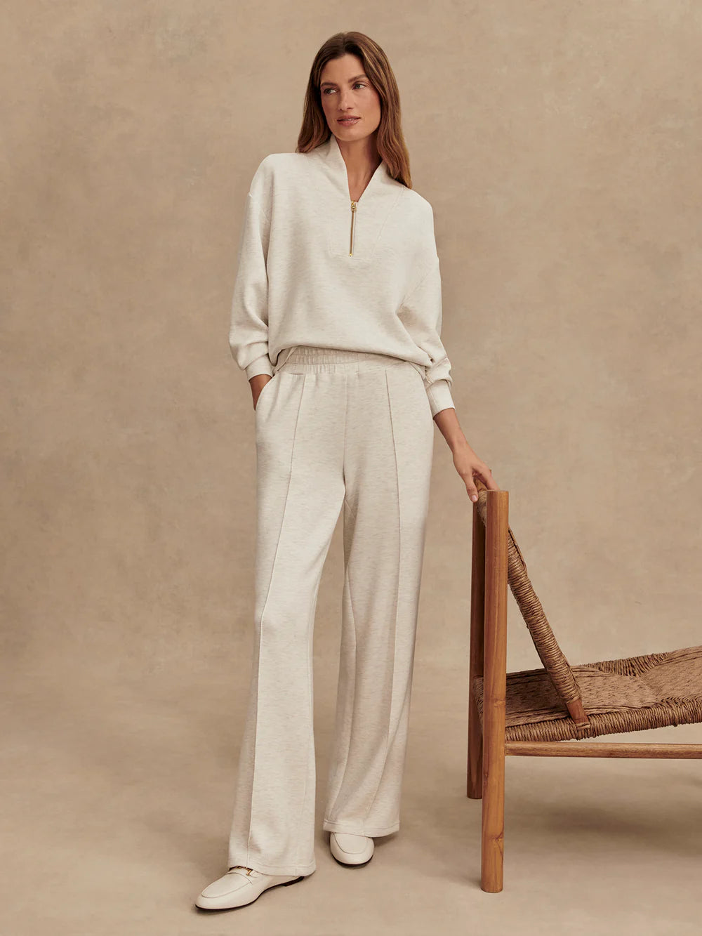 Wide Leg Pant 30" Ivory Marl